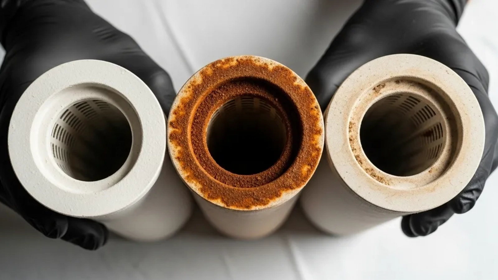 Membranas de ósmosis inversa con incrustaciones por sales antes del tratamiento con Romatec 140