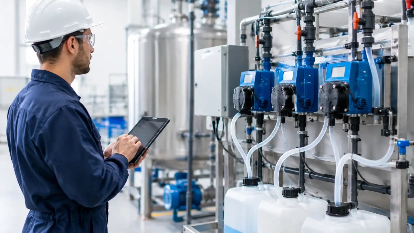 Dosificación química automatizada en planta